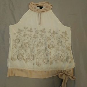 Champagne accented Embroidered sleeveless top